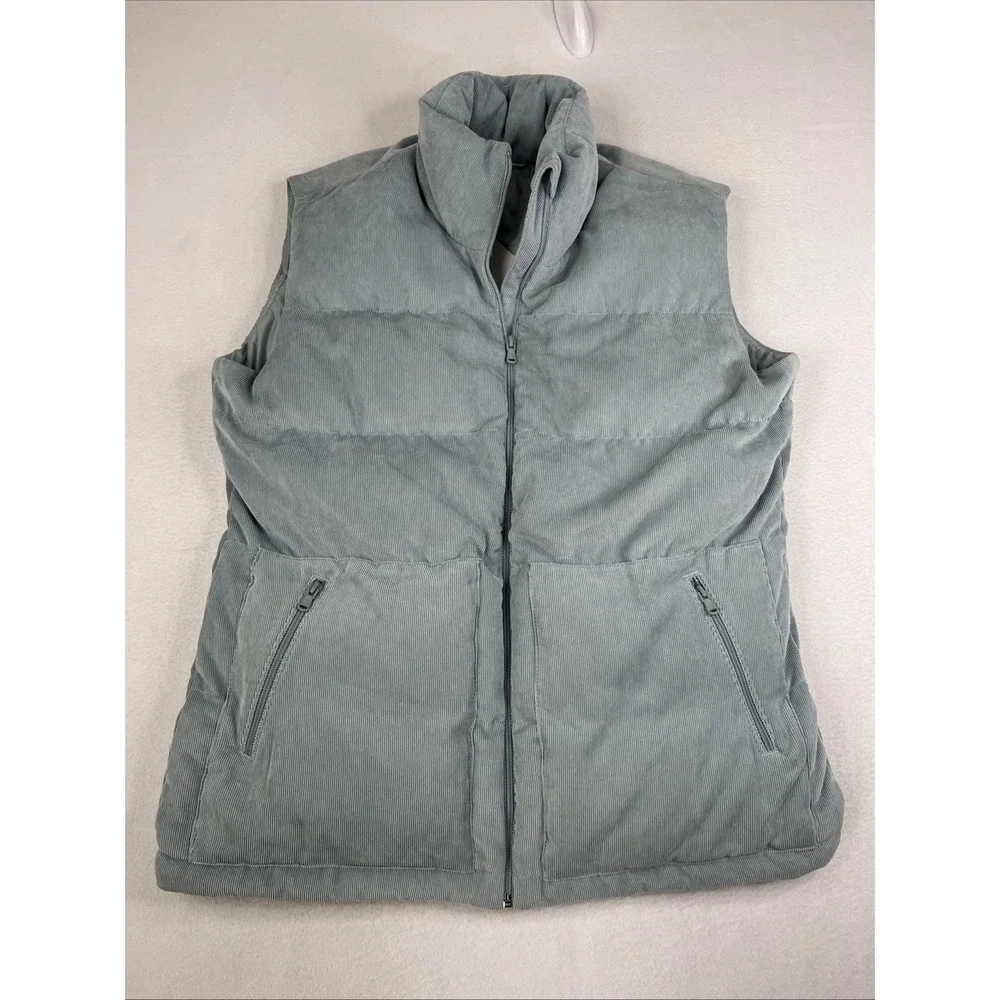 Vineyard Vines Oversized Corduroy Seabrook Puffer Vest Blue Large 20001630-C413
